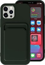 TPU + flanellen voering schokbestendig hoesje met kaartsleuven voor iPhone 11 Pro (groen)