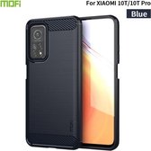 Voor Xiaomi Mi 10T / 10T Pro / Redmi K30S MOFI Gentleness-serie Geborstelde textuur Koolstofvezel Zachte TPU-hoes (blauw)