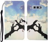 Voor Samsung Galaxy S10e Gekleurde Tekening Patroon Horizontale Flip Leren Case met Houder & Kaartsleuven & Portemonnee & Lanyard (Liefdesgebaar)