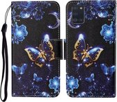 Voor Samsung Galaxy A31 Gekleurde Tekening Patroon Horizontale Flip Leren Case met Houder & Kaartsleuven & Portemonnee & Lanyard (Maan Vlinder)