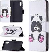 Voor Samsung Galaxy A02 / M02 Gekleurde tekening patroon Horizontale flip lederen tas met houder & kaartsleuven & portemonnee (Panda)