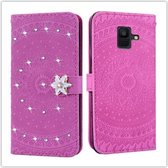 Voor Galaxy A5 2018 Geperst Afdrukken Plakken Boorpatroon Horizontale Flip PU-lederen Case met Houder & Kaartsleuven & Portemonnee & & Lanyard (Violet)