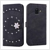 Voor Galaxy A5 2018 Pressed Printing Sticking Drill Pattern Horizontale Flip PU lederen tas met houder & kaartsleuven & portemonnee & & lanyard (zwart)
