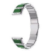 Voor Samsung Galaxy Watch 3 45 mm Active Stainless Steel Diamond Encrusted vervangende horlogebanden (zilver + groen)