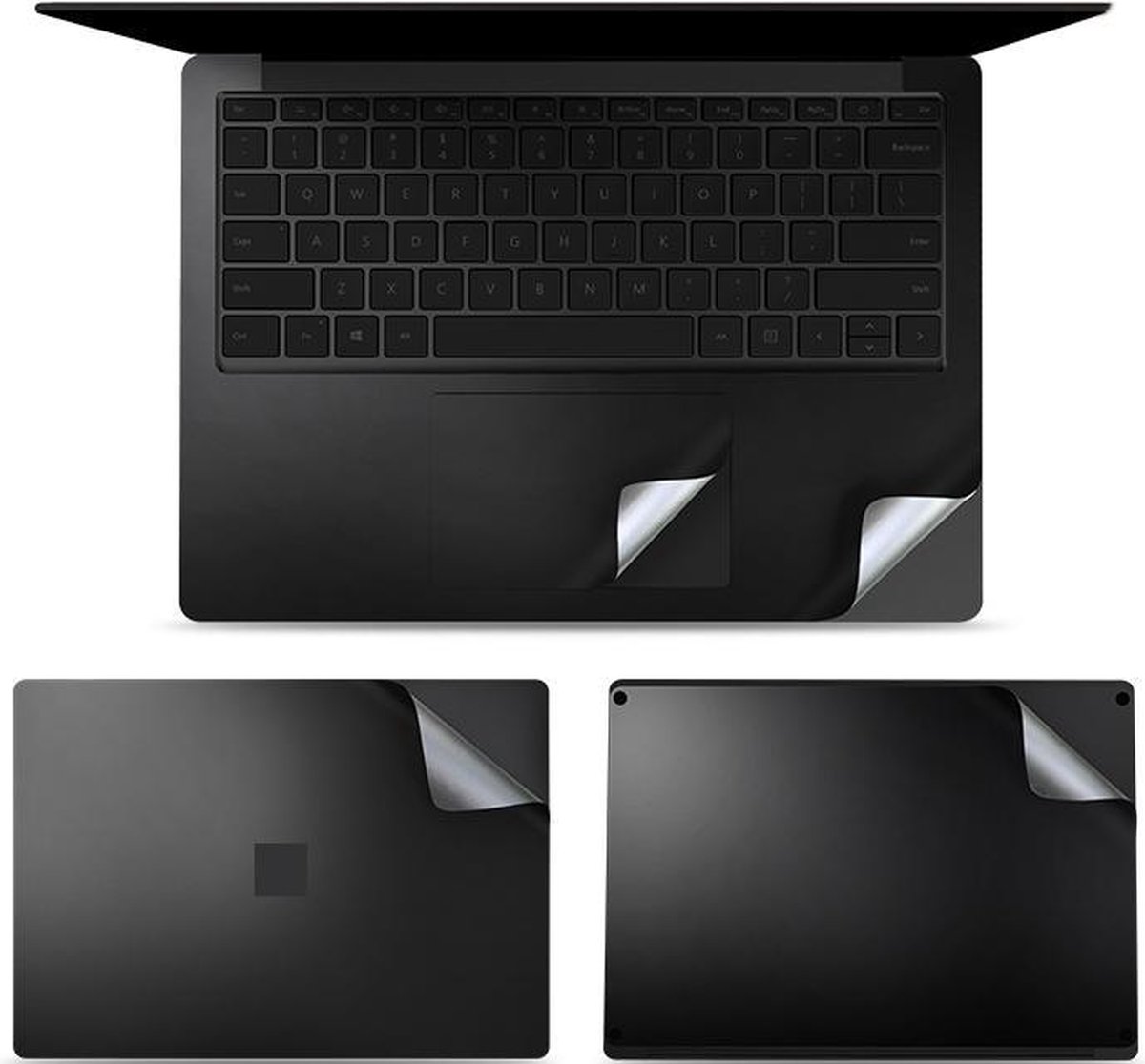 4 in 1 Notebook Shell beschermfolie stickerset voor Microsoft Surface Laptop 3 13,5 inch (zwart)