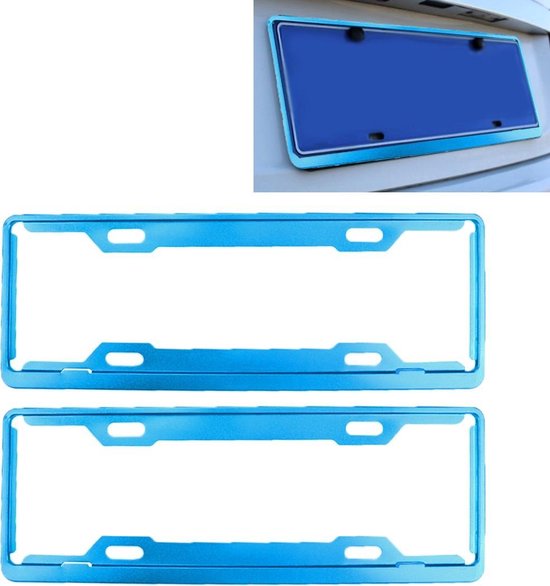 Bleu Cadre de plaque dimmatriculation de voiture universel cadre de plaque dimmatriculation en aluminium support de numéro de course réglable pièces de Modification de voiture