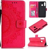 Voor Huawei P30 Lite Totem Bloem Reliëf Horizontale Flip TPU + PU lederen tas met houder & kaartsleuven & portemonnee (rood)