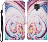 Voor Xiaomi Redmi Note 9 Pro Gekleurde tekening patroon Horizontale flip lederen tas met houder & kaartsleuven & portemonnee & lanyard (Whirlpool marmer)