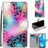 Voor OPPO F17 Pro / A93 4G / Reno4 Lite / Reno4 F Gekleurde tekening Cross Texture Horizontale flip PU lederen tas met houder & kaartsleuven & portemonnee & lanyard (doorschijnend glas)