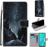 Voor OPPO A9 (2020) / A5 (2020) / A11X / A11 Gekleurde tekening Cross Texture Horizontale flip PU lederen tas met houder & kaartsleuven & portemonnee & lanyard (Mountain Road Starr