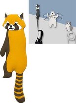 3 STKS Creatieve Cartoon Haak Achter de Deur Dierenhaak aan de Muur (Gele Wasbeer)