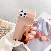 TPU + acryl vier drop luxe plating spiegel telefoonhoesje voor iPhone 12/12 Pro (roségoud)