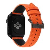 Litchi textuur lederen horlogeband voor Apple Watch Series 6 & SE & 5 & 4 44 mm / 3 & 2 & 1 42 mm (oranje)