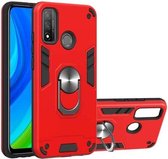 Voor Huawei P Smart (2020) 2 in 1 Armor Series PC + TPU beschermhoes met ringhouder (rood)