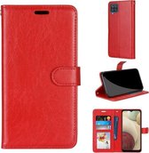 Voor Samsung Galaxy A12 / M12 Pure Color Horizontale Flip PU lederen tas met houder & kaartsleuven & portemonnee & fotolijst (rood)