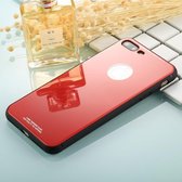 Voor iPhone 8 Plus & 7 Plus 0,8 mm gehard glas Hoge kwaliteit TPU casco beschermende achterkant beschermhoes (rood)