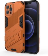 Punk Armor 2 in 1 PC + TPU schokbestendig hoesje met onzichtbare houder voor iPhone 12 Pro (oranje)