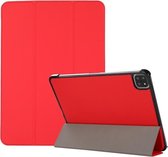 3-vouwen Skin Texture Horizontale Flip TPU + PU lederen tas met houder voor iPad Air (2020) 10.9 (rood)