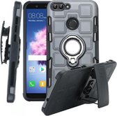 Voor Huawei P Smart / Enjoy 7s 3 in 1 Cube PC + TPU beschermhoes met 360 graden draaien zilveren ringhouder (grijs)