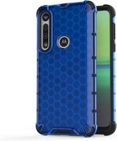 Voor Motorola Moto G8 Play schokbestendige honingraat pc + TPU-hoes (blauw)