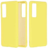 Voor Huawei Nova 7 effen kleur vloeibare siliconen valbestendige volledige dekking beschermhoes (geel)