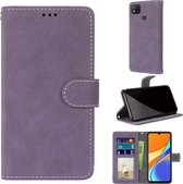 Voor Xiaomi Redmi 9C Retro Frosted Horizontale Flip PU lederen tas met houder & kaartsleuven & portemonnee & fotolijst (paars)