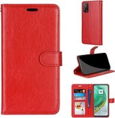 Voor Xiaomi Mi 10T 5G / 10T Pro 5G Pure kleur Horizontale flip PU lederen tas met houder & kaartsleuven & portemonnee & fotolijst (rood)