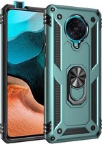 Voor Xiaomi Redmi K30 Pro schokbestendige TPU + pc-beschermhoes met 360 graden roterende houder (groen)