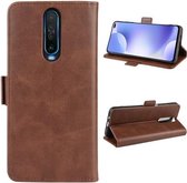 Voor Xiaomi Redmi K30 dubbele gesp Crazy Horse zakelijke mobiele telefoon holster met kaart portemonnee beugel functie (bruin)