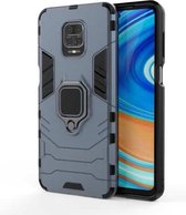 Voor Geschikt voor Xiaomi Redmi Note 9 Pro Max PC + TPU Anti-val beschermende schaal met magnetische ringbeugel (marineblauw)