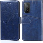 Voor Xiaomi Redmi K30S Geometrische stiksels Horizontale flip TPU + PU lederen tas met houder & kaartsleuven en portemonnee (blauw)