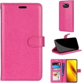 Voor Xiaomi Poco X3 NPC Pure Color Horizontale Flip PU lederen tas met houder & kaartsleuven & portemonnee & fotolijst (Rose Red)