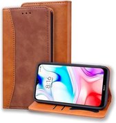 Voor Xiaomi Redmi 8 Business Stitching Horizontale flip lederen tas met dubbele vouw & beugel & kaartsleuven & fotolijst & portemonnee (bruin)