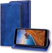 Voor Xiaomi Redmi 7A Zakelijke stiksels Horizontale flip lederen tas met dubbele vouw & beugel & kaartsleuven & fotolijst & portemonnee (koningsblauw)