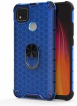 Voor Xiaomi Redmi 9C schokbestendige honingraat PC + TPU ringhouder beschermhoes (blauw)