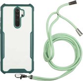 Voor Xiaomi Redmi 9/9 Prime acryl + kleur TPU schokbestendig hoesje met nekkoord (donkergroen)