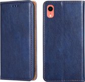 Voor iPhone XR PU + TPU glanzende olie effen kleur magnetische horizontale flip lederen tas met houder & kaartsleuf & portemonnee (blauw)