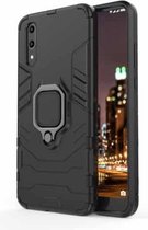 PC + TPU schokbestendige beschermhoes voor Huawei P20, met magnetische ringhouder (zwart)