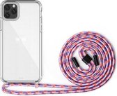 Voor iPhone 11 Pro Max PC + TPU Transparant All-inclusive acryl 2-in-1 schokbestendig telefoon beschermhoes met lanyard (paars oranje blauw)