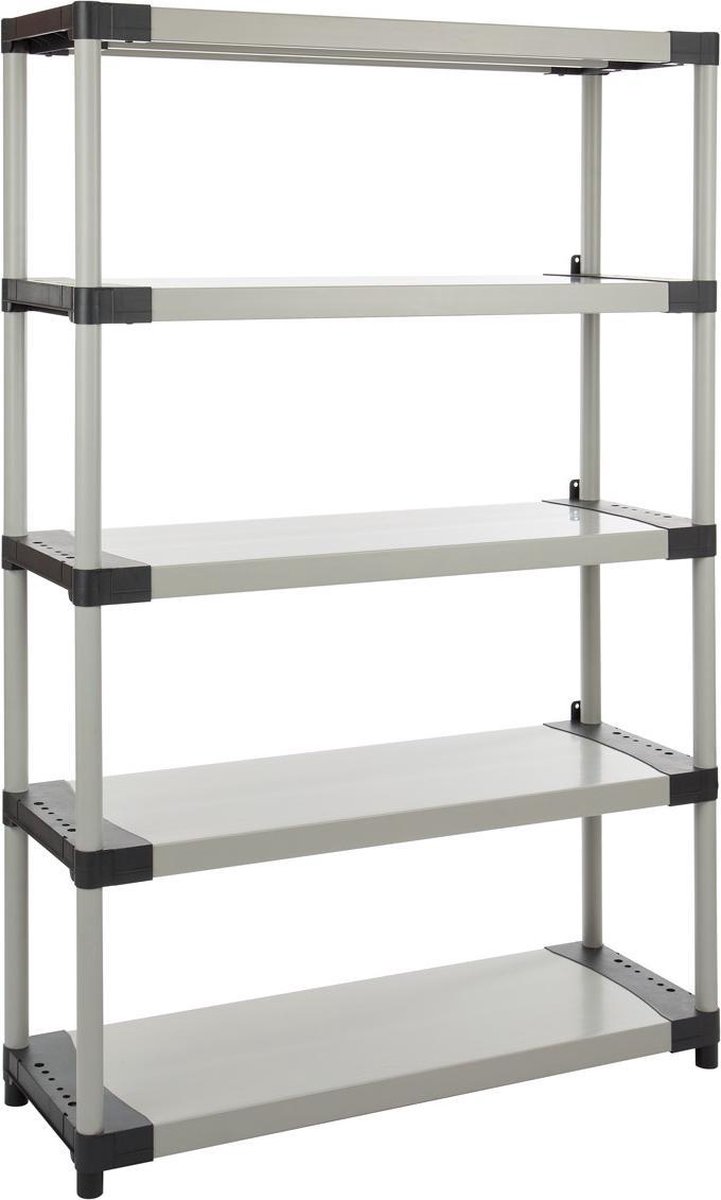 Opbergrek Plasti breed 40kg 5 legplanken - grijs
