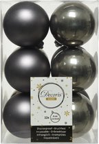 36x stuks kunststof kerstballen antraciet (warm grey) 6 cm - Mat/glans - Onbreekbare plastic kerstballen