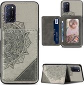 Voor OPPO A52 / A72 / A92 Mandala Reliëf Magnetische Doek PU + TPU + PC Case met Houder & Kaartsleuven & Portemonnee & Fotolijst & RFID Funciton (Grijs)