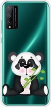 Voor Huawei Honor Play 4T Pro schokbestendig geverfd transparant TPU beschermhoes (bamboe panda)