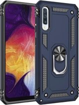 Armor Shockproof TPU + PC beschermhoes voor Galaxy A50, met 360 graden rotatiehouder (blauw)