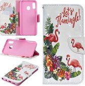 3D Gekleurde Tekening Patroon Horizontale Flip Leren Case voor Samsung Galaxy A20 & A30, met Houder & Kaartsleuven & Portemonnee (Engelse Flamingo)