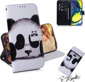 Schilderen Patroon Gekleurde Tekening Horizontale Leren Flip Case met Houder & Kaartsleuven & Portemonnee voor Galaxy A80 / A90 (Panda)