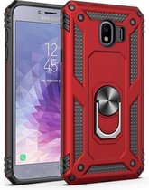 Sergeant Armor Shockproof TPU + PC beschermhoes voor Galaxy J4 2018, met 360 graden rotatiehouder (rood)