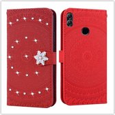 Voor Huawei Honor 8X Pressed Printing Steken boorpatroon Horizontale Flip PU lederen tas met houder & kaartsleuven & portemonnee & & lanyard (rood)