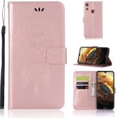 Windgong Uil Embossing Patroon Horizontale Flip Leren Case met Houder & Kaartsleuven & Portemonnee Voor Huawei Honor Play 8A (Rose Goud)