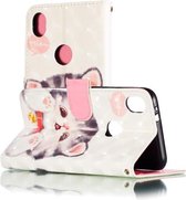 Voor Motorola MOTO E6 3D Patroon Gekleurde Tekening Horizontale Flip Lederen Case met Houder & Kaartsleuven & Portemonnee & Lanyard (Bell Cat)